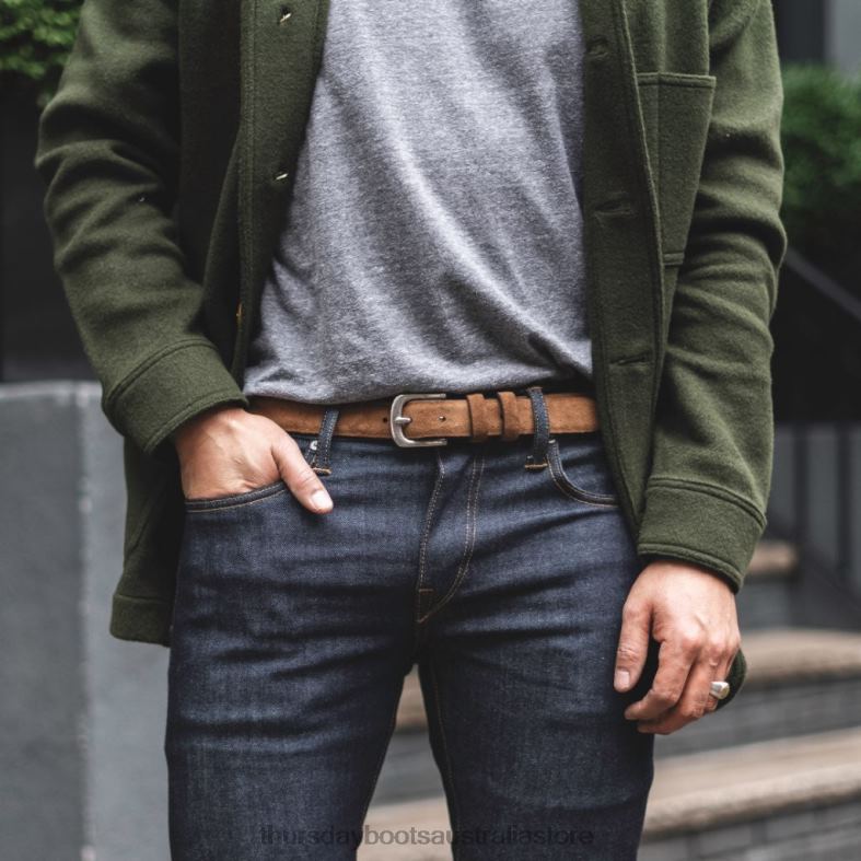 Accessories Cognac Suede Thursday Boots Men Refined Leather Belt J4B0D265