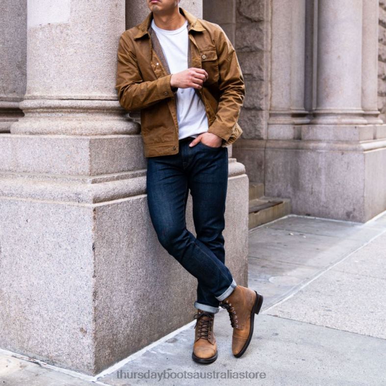 Clothes Khaki Thursday Boots Men Waxed Canvas Field Jacket J4B0D234