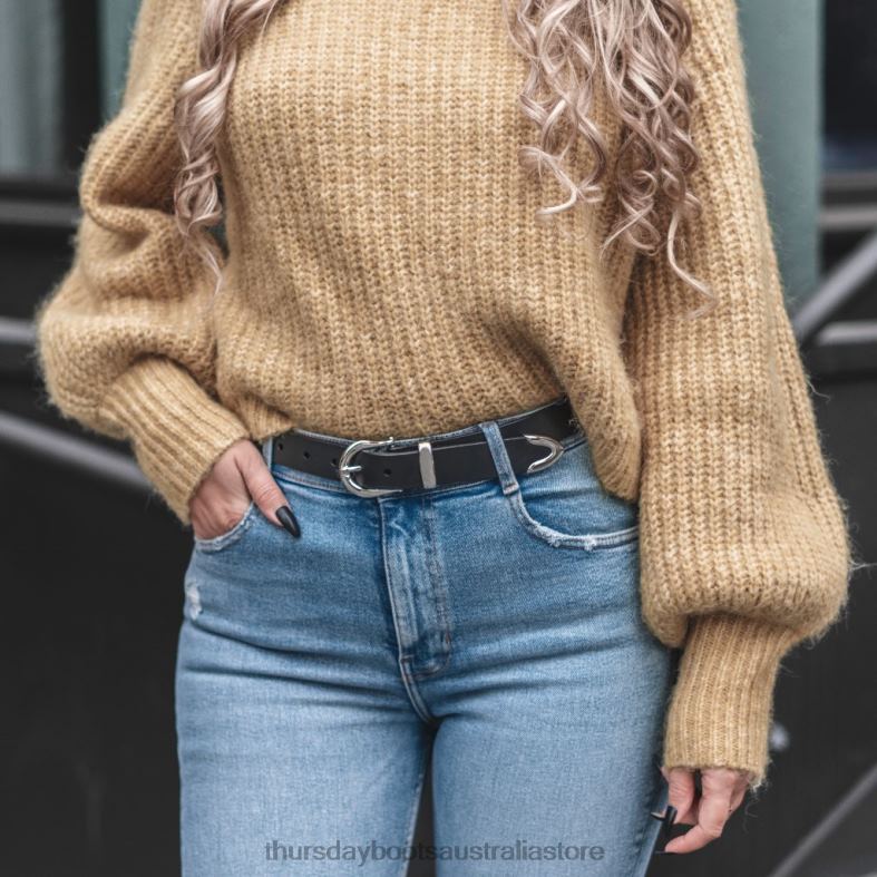 Accessories Black Thursday Boots Women Western Leather Belt J4B0D471