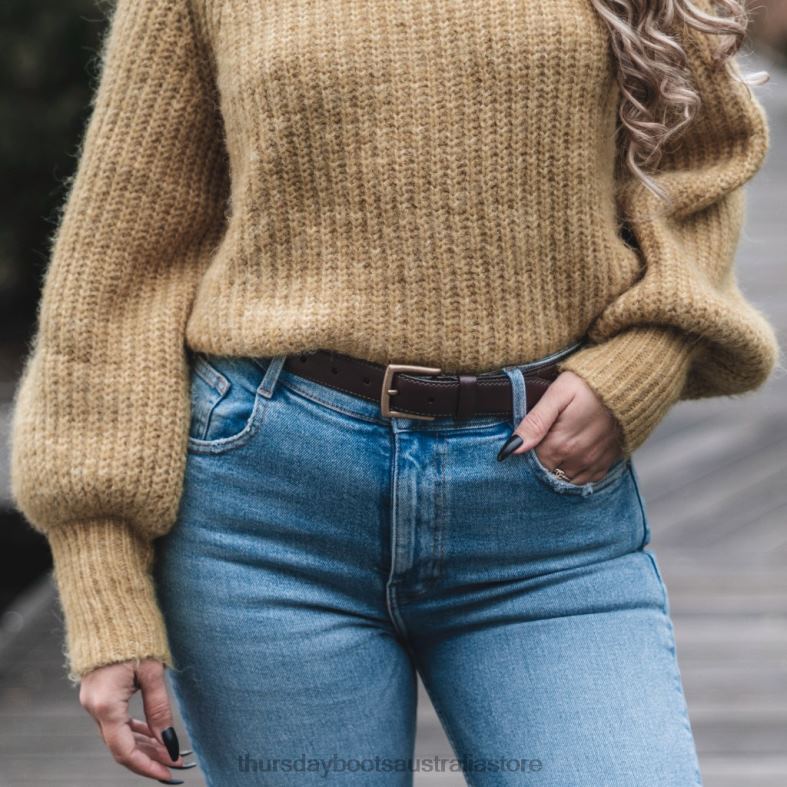 Accessories Brown Thursday Boots Women Classic Leather Belt J4B0D469