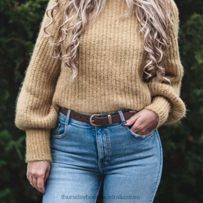 Accessories Brown Thursday Boots Women Western Leather Belt J4B0D472