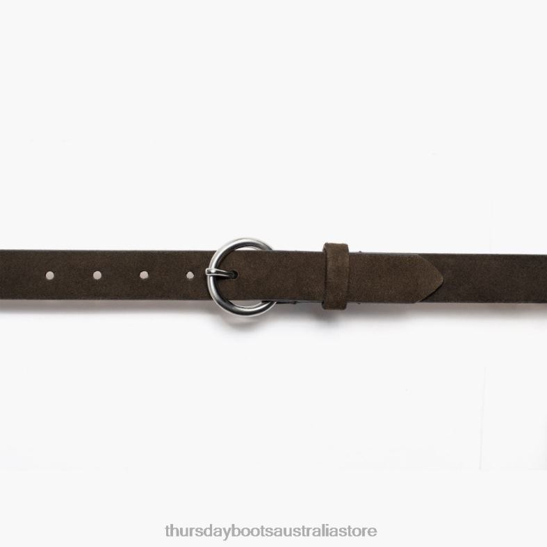 Accessories Dark Olive Suede Thursday Boots Women Circle Leather Belt J4B0D466